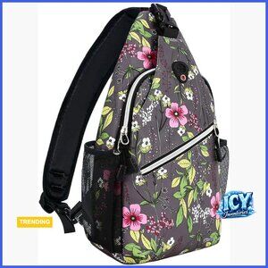 Faux Leather Sling Backpack, Waterproof Daypack for Hiking Travel